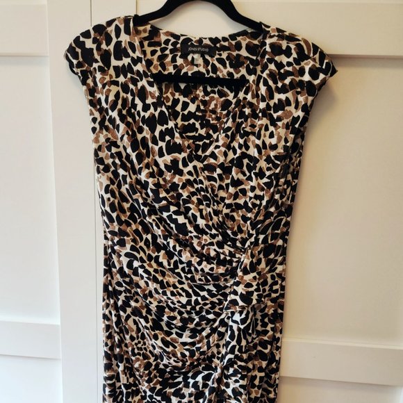 Jones Studio black and tan print dress size 12 - Picture 2 of 5